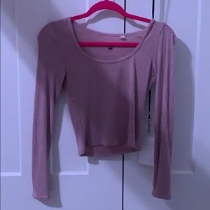 long sleeve ribbed pink pacsun top
